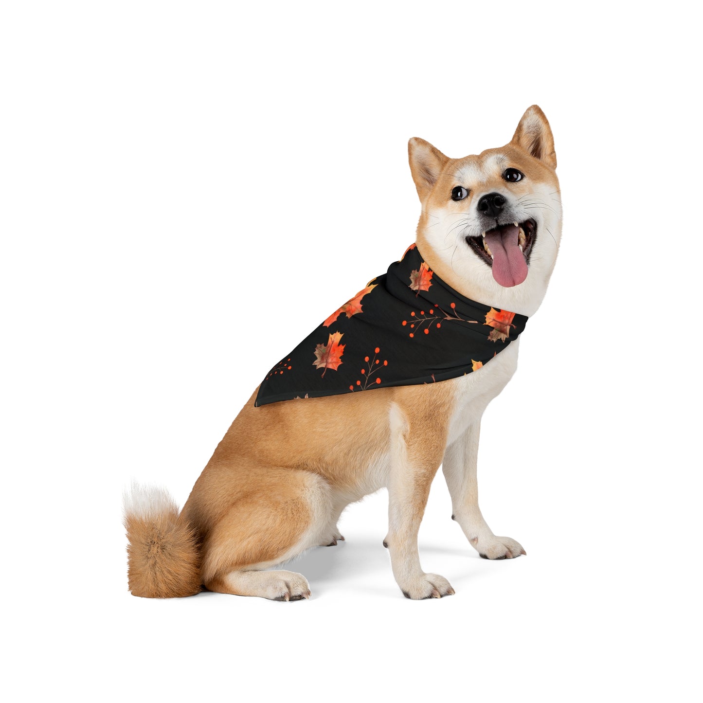 Pet Bandana - (Black with Pink Leaves)
