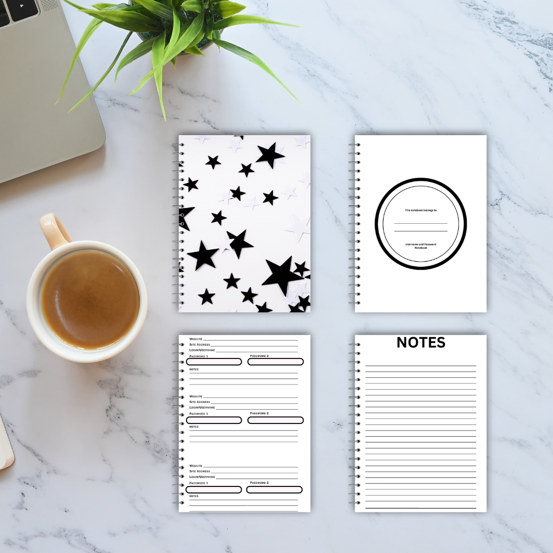 Username and Password Notebook (Black and White Cover 2)