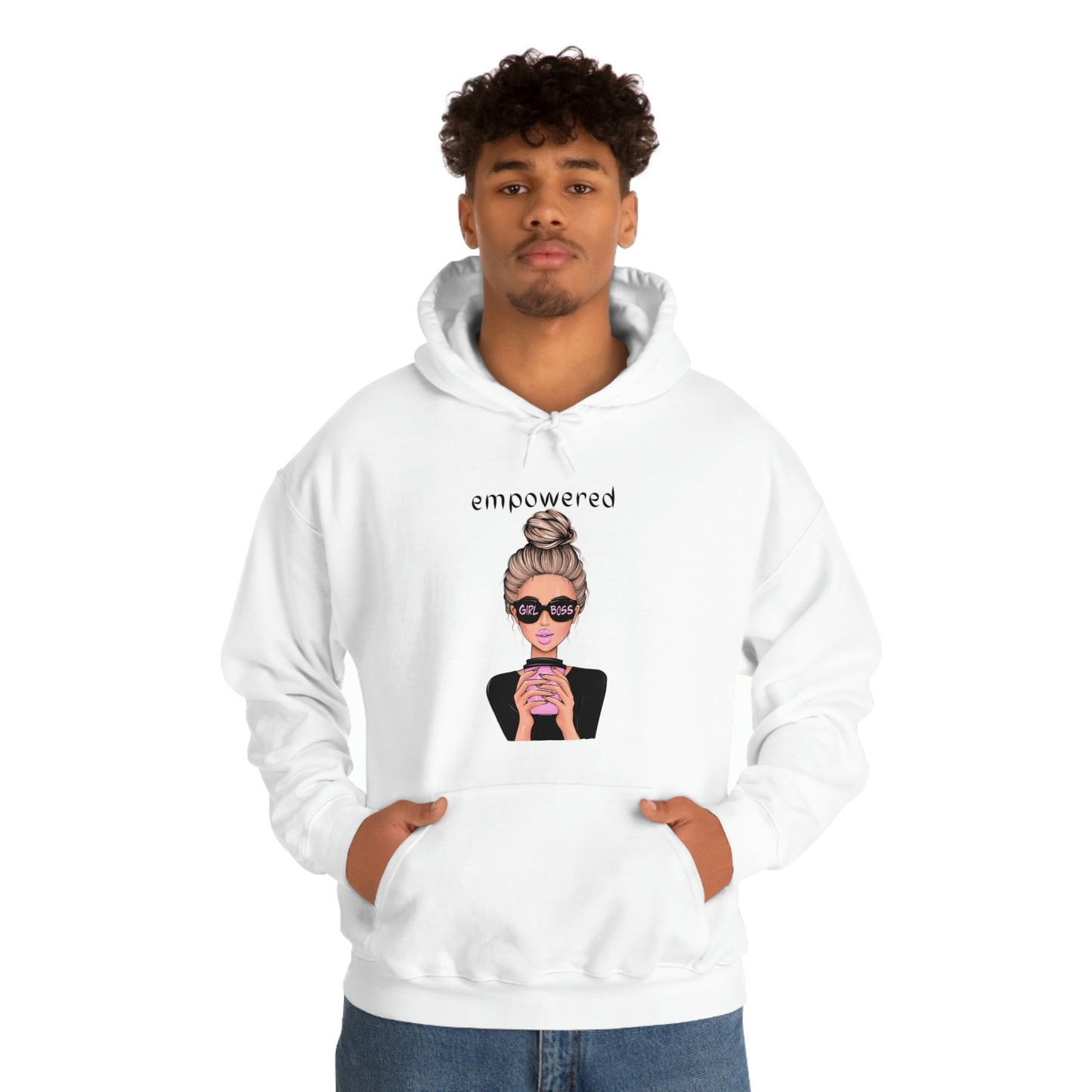 Empowered Girl (Caucasian with blond hair) Boss Hooded Sweatshirt