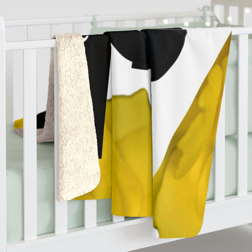 Self-Care (Yellow and Black) Sherpa Fleece Blanket