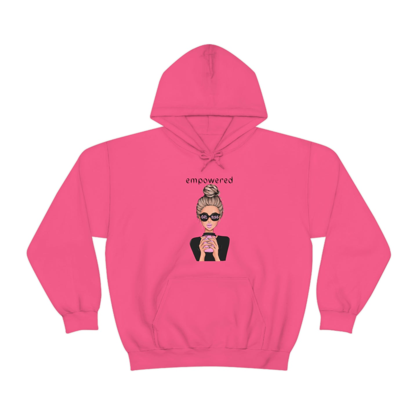 Empowered Girl (Caucasian with blond hair) Boss Hooded Sweatshirt
