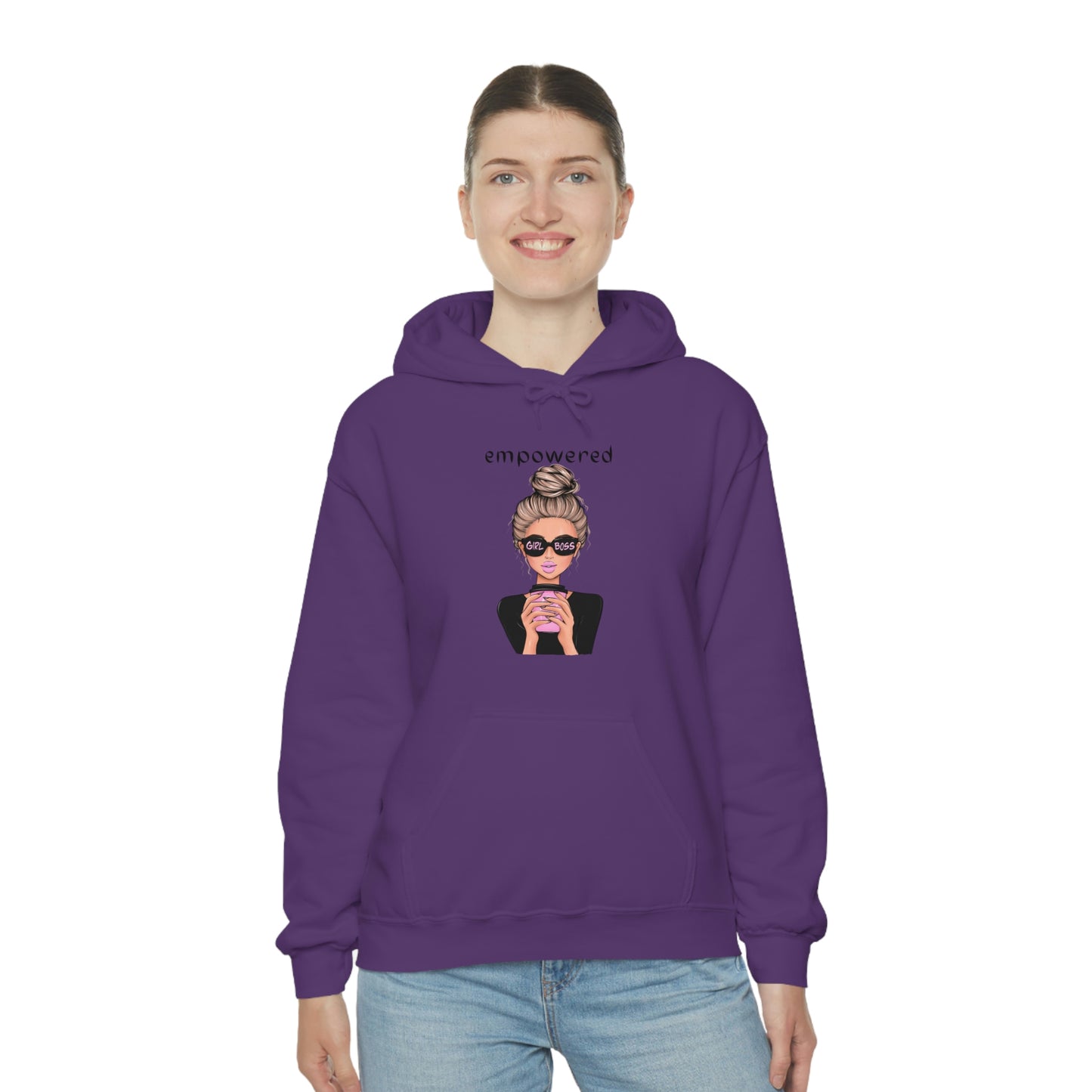 Empowered Girl (Caucasian with blond hair) Boss Hooded Sweatshirt