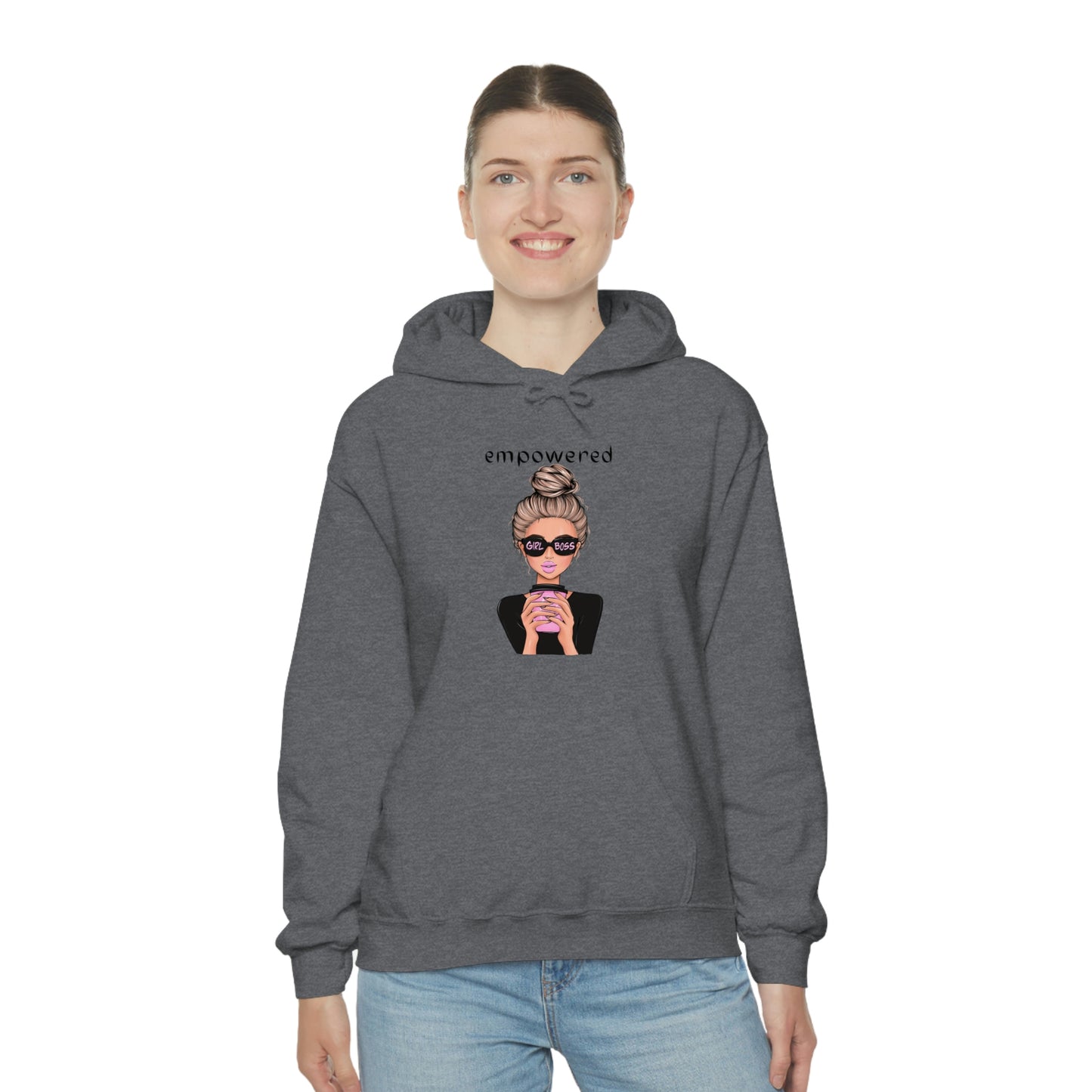 Empowered Girl (Caucasian with blond hair) Boss Hooded Sweatshirt