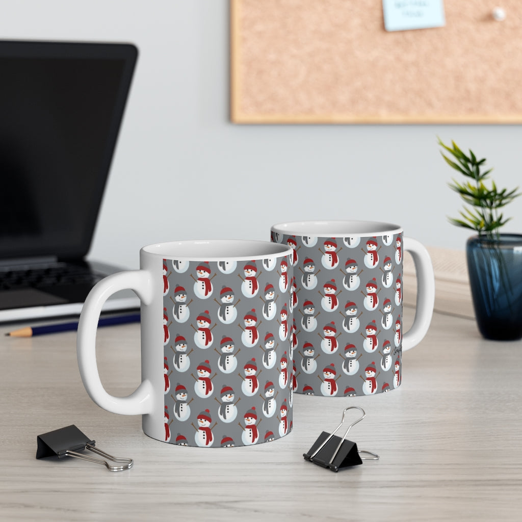 Red Scarf Snowmen Mug