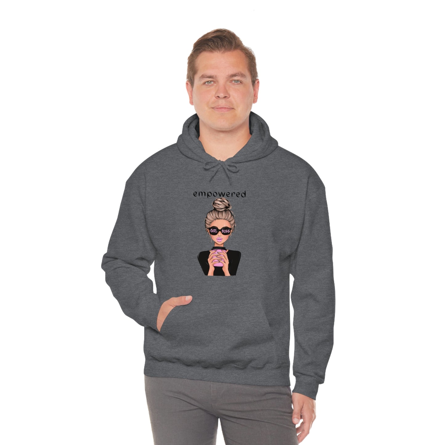 Empowered Girl (Caucasian with blond hair) Boss Hooded Sweatshirt