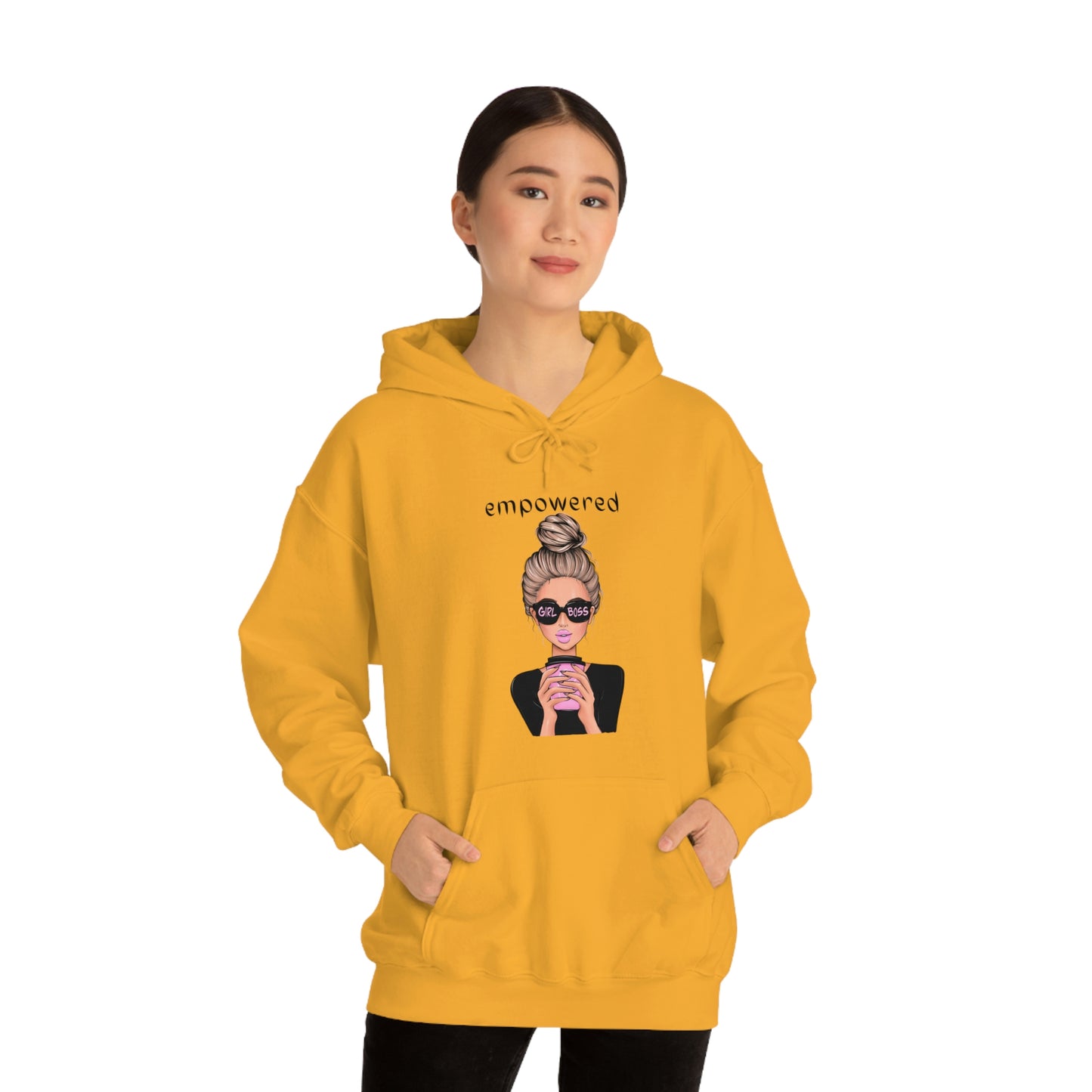 Empowered Girl (Caucasian with blond hair) Boss Hooded Sweatshirt