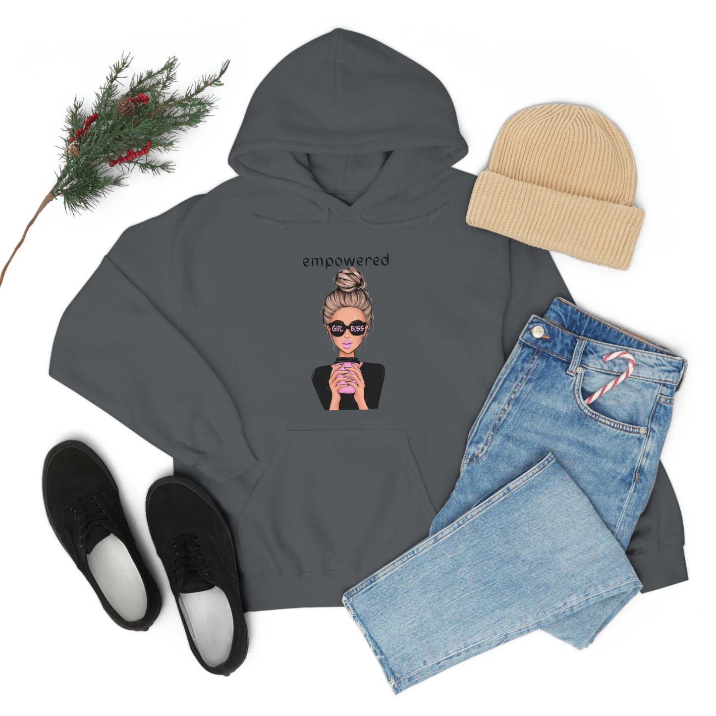 Empowered Girl (Caucasian with blond hair) Boss Hooded Sweatshirt
