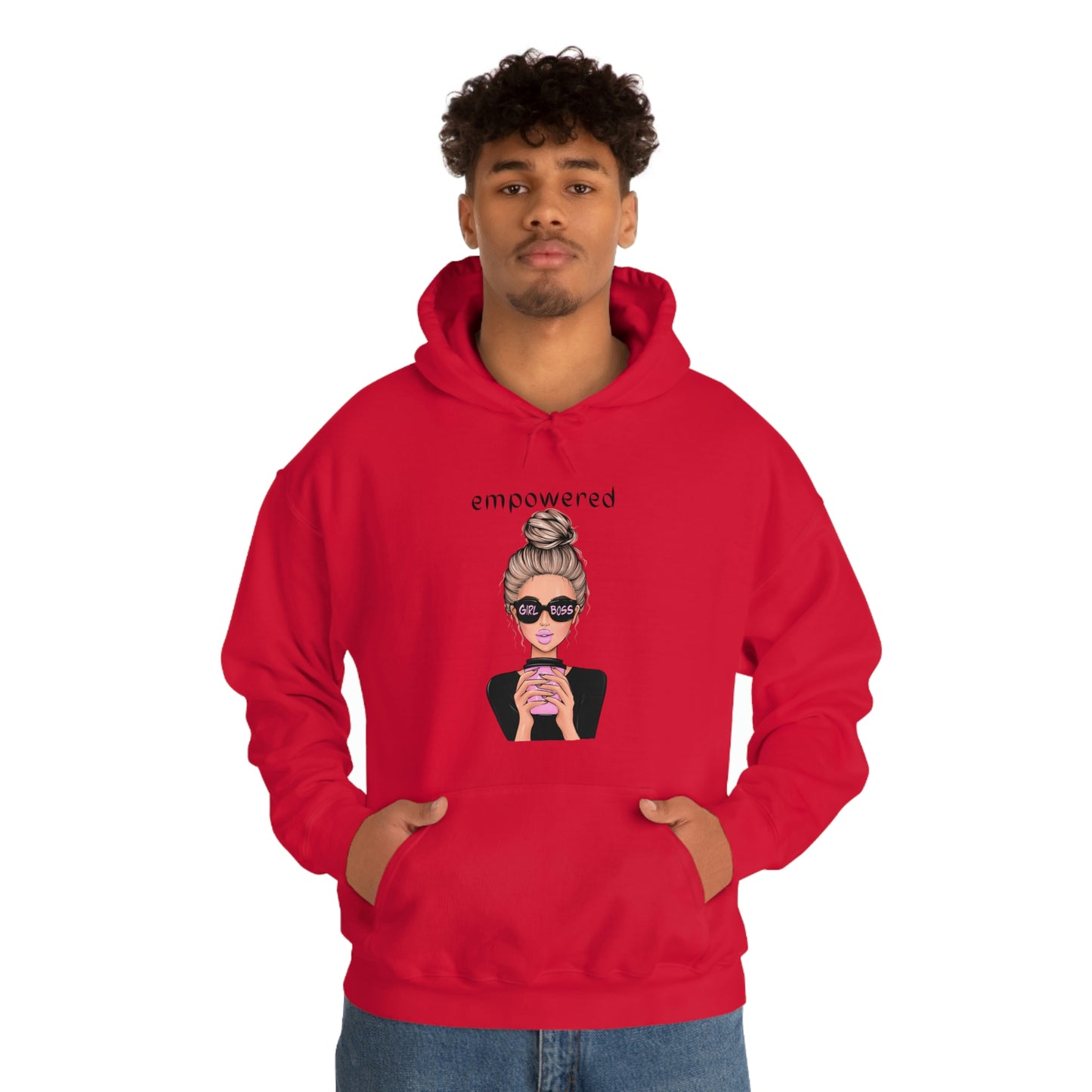 Empowered Girl (Caucasian with blond hair) Boss Hooded Sweatshirt