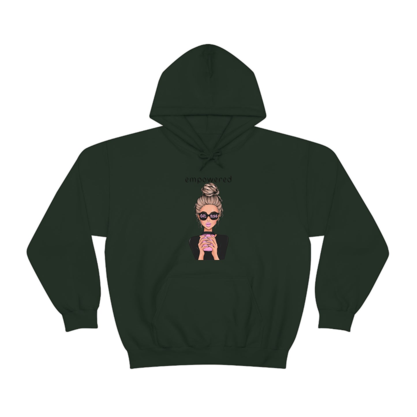 Empowered Girl (Caucasian with blond hair) Boss Hooded Sweatshirt