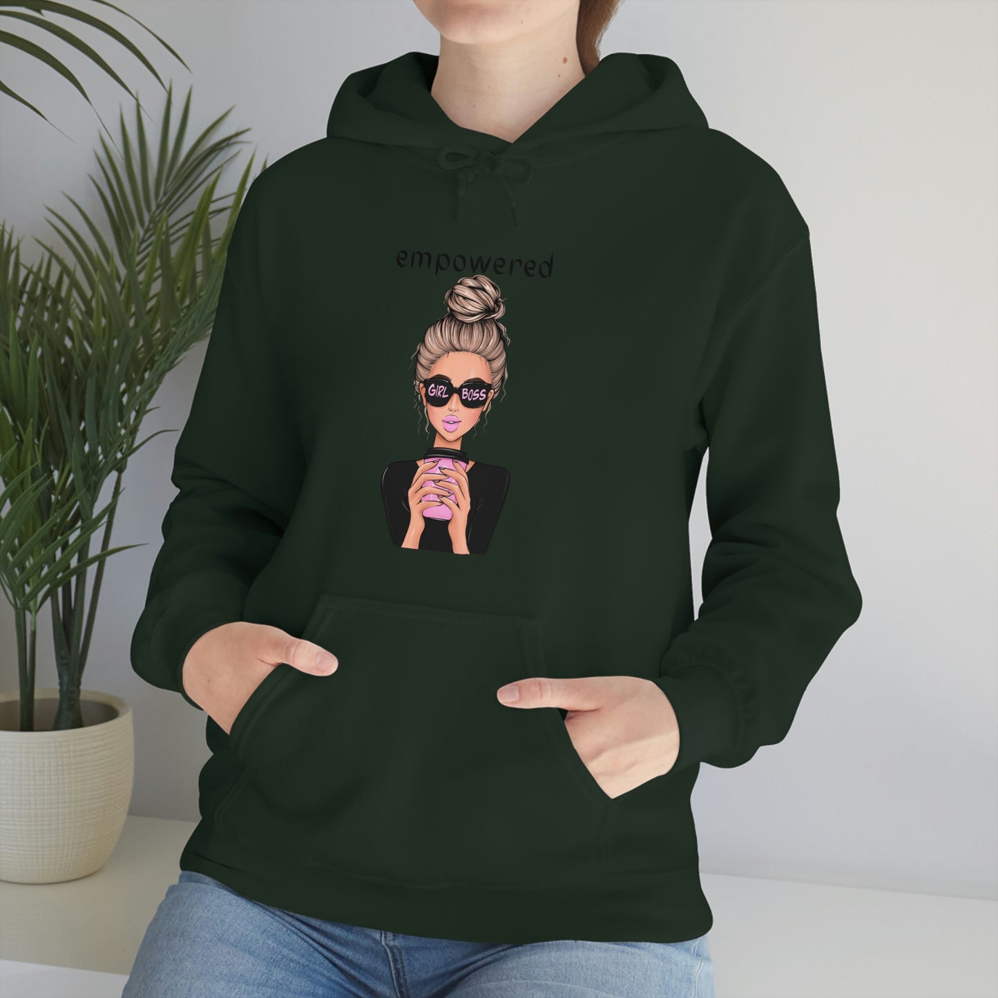 Empowered Girl (Caucasian with blond hair) Boss Hooded Sweatshirt