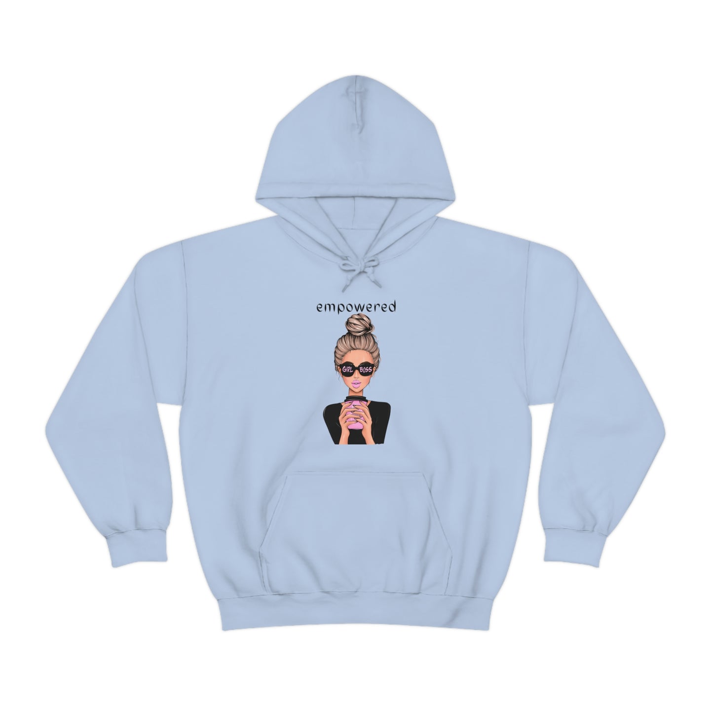Empowered Girl (Caucasian with blond hair) Boss Hooded Sweatshirt