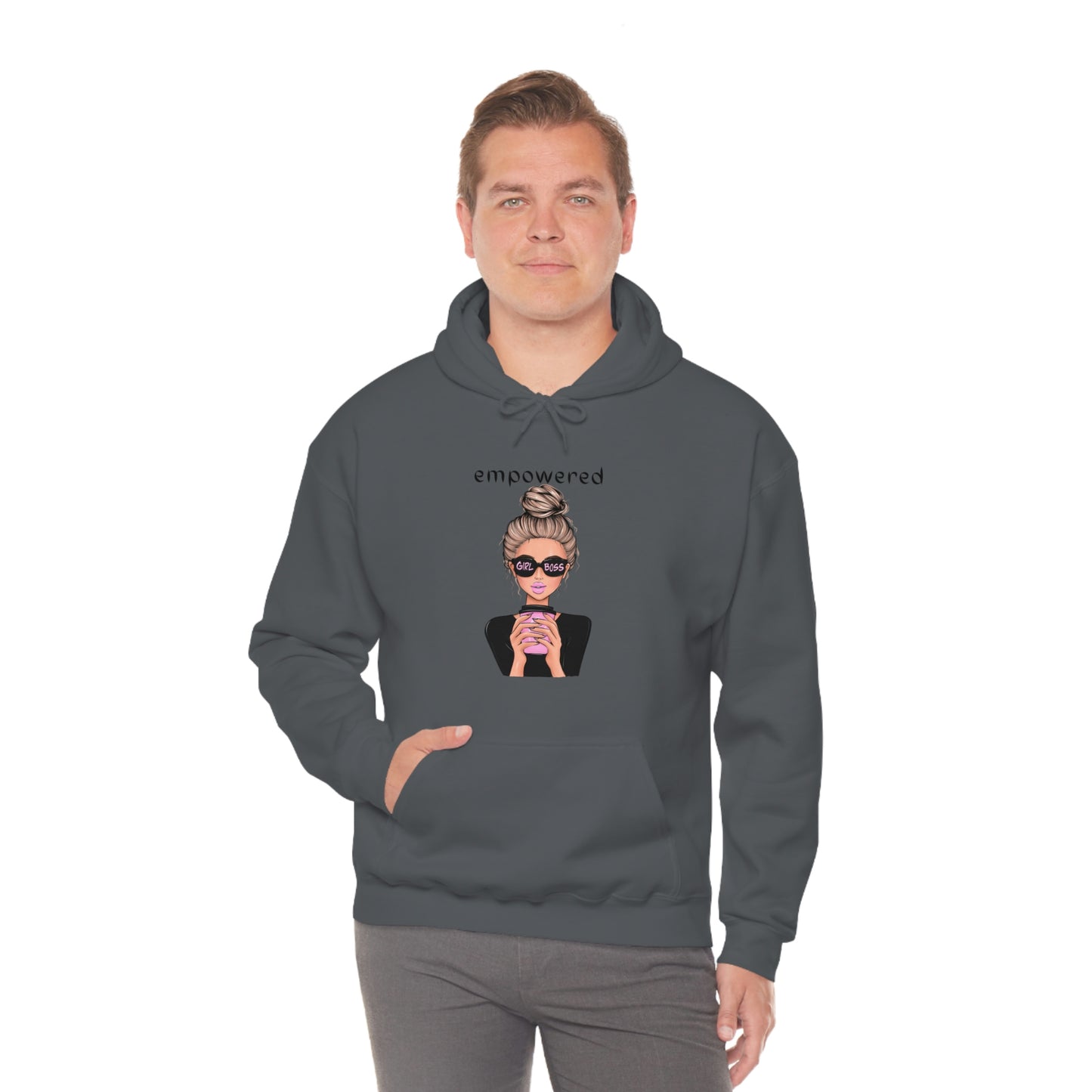 Empowered Girl (Caucasian with blond hair) Boss Hooded Sweatshirt