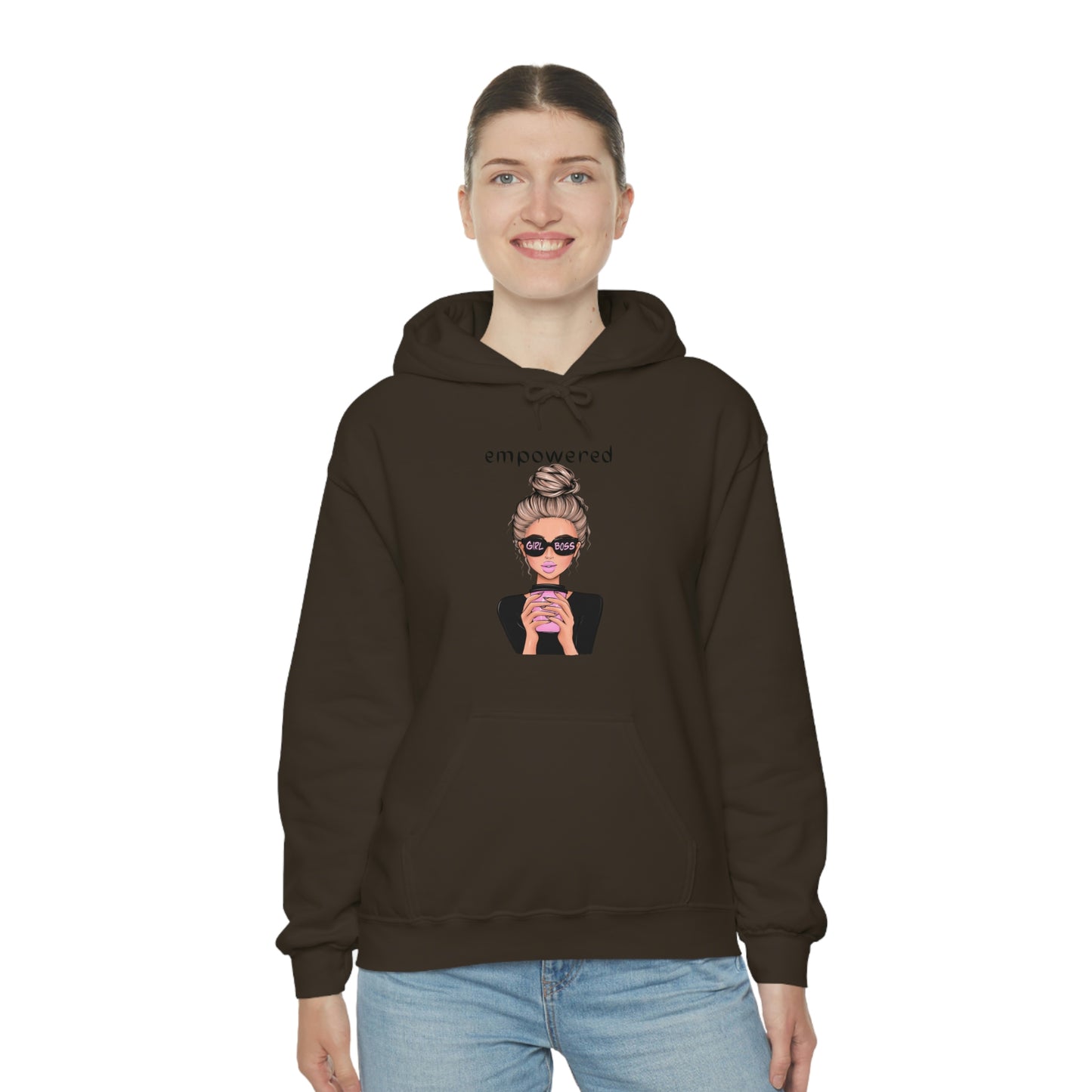 Empowered Girl (Caucasian with blond hair) Boss Hooded Sweatshirt