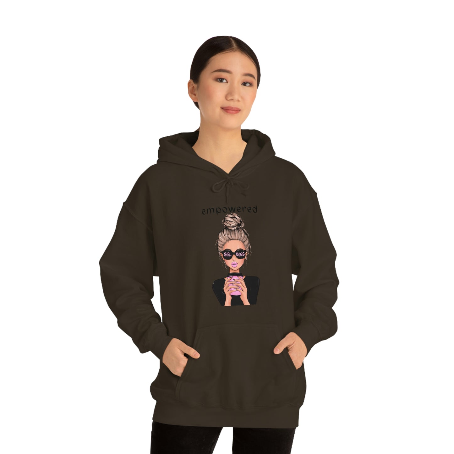 Empowered Girl (Caucasian with blond hair) Boss Hooded Sweatshirt