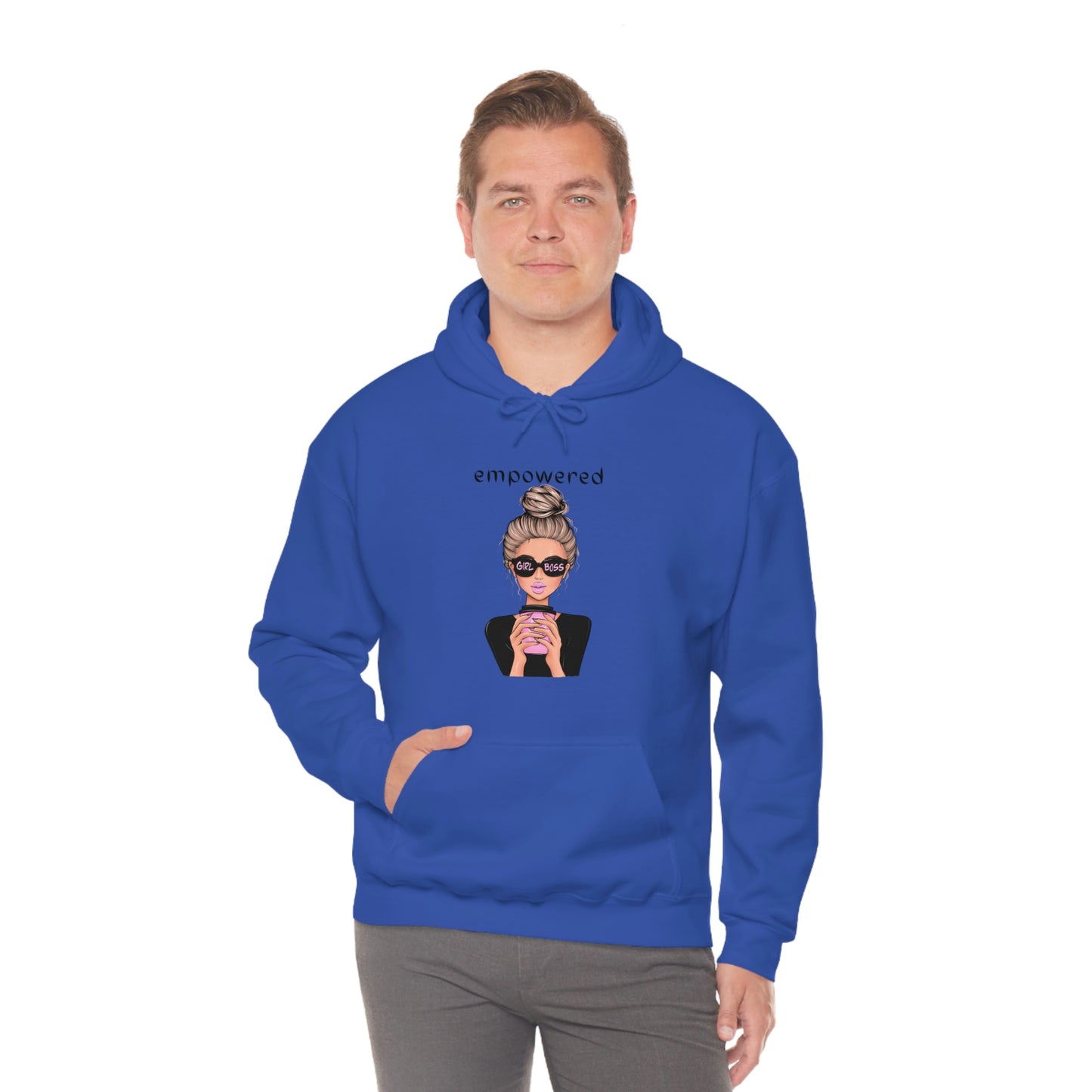 Empowered Girl (Caucasian with blond hair) Boss Hooded Sweatshirt