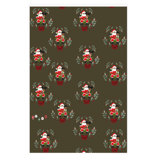Sitting on Santa's Lap (brown background) - Wrapping Paper