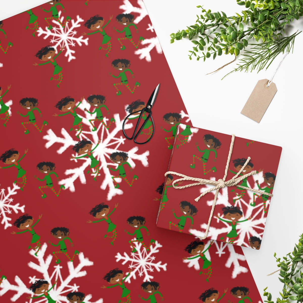 Elves and Snowflakes - Wrapping Paper