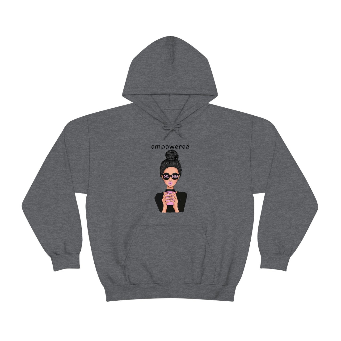 Empowered Girl (Caucasian with black hair) Boss Hooded Sweatshirt