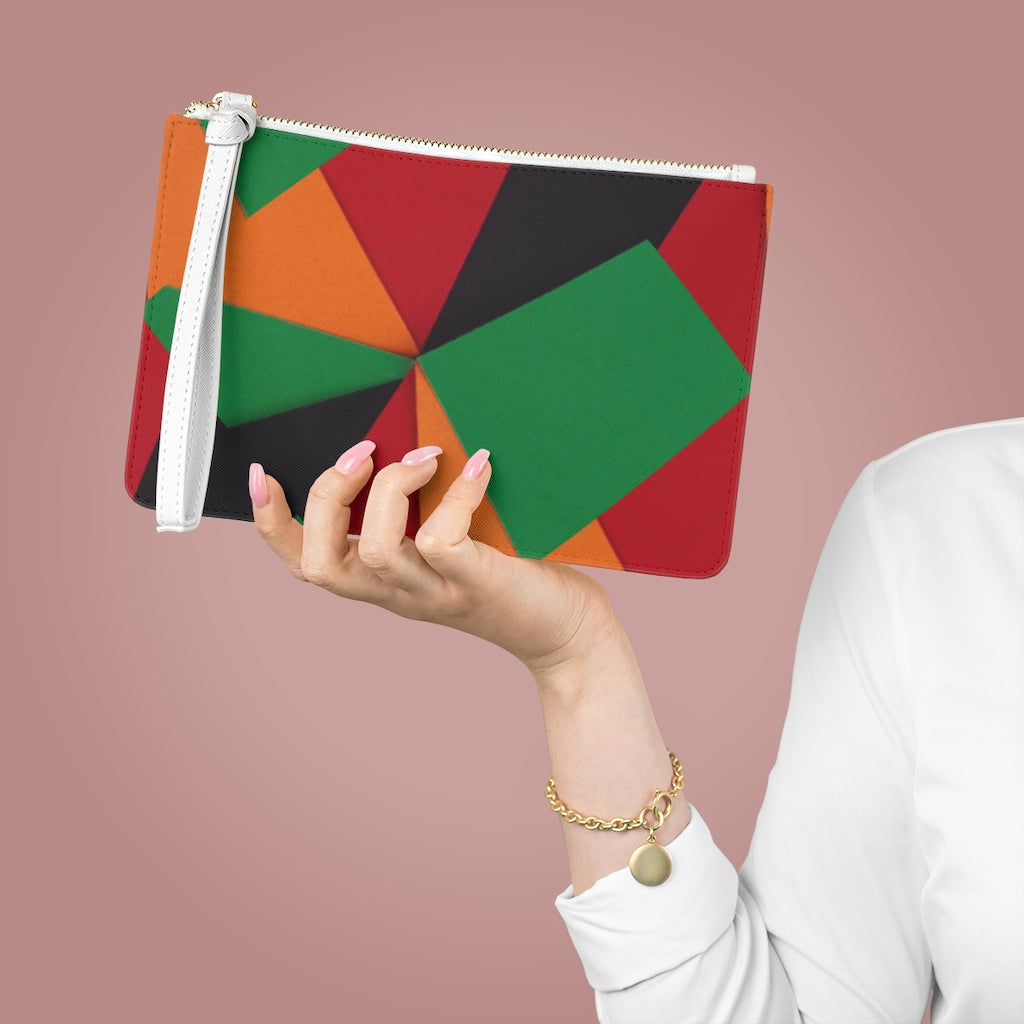 Multicolor (black, gold, green, red) Clutch Bag