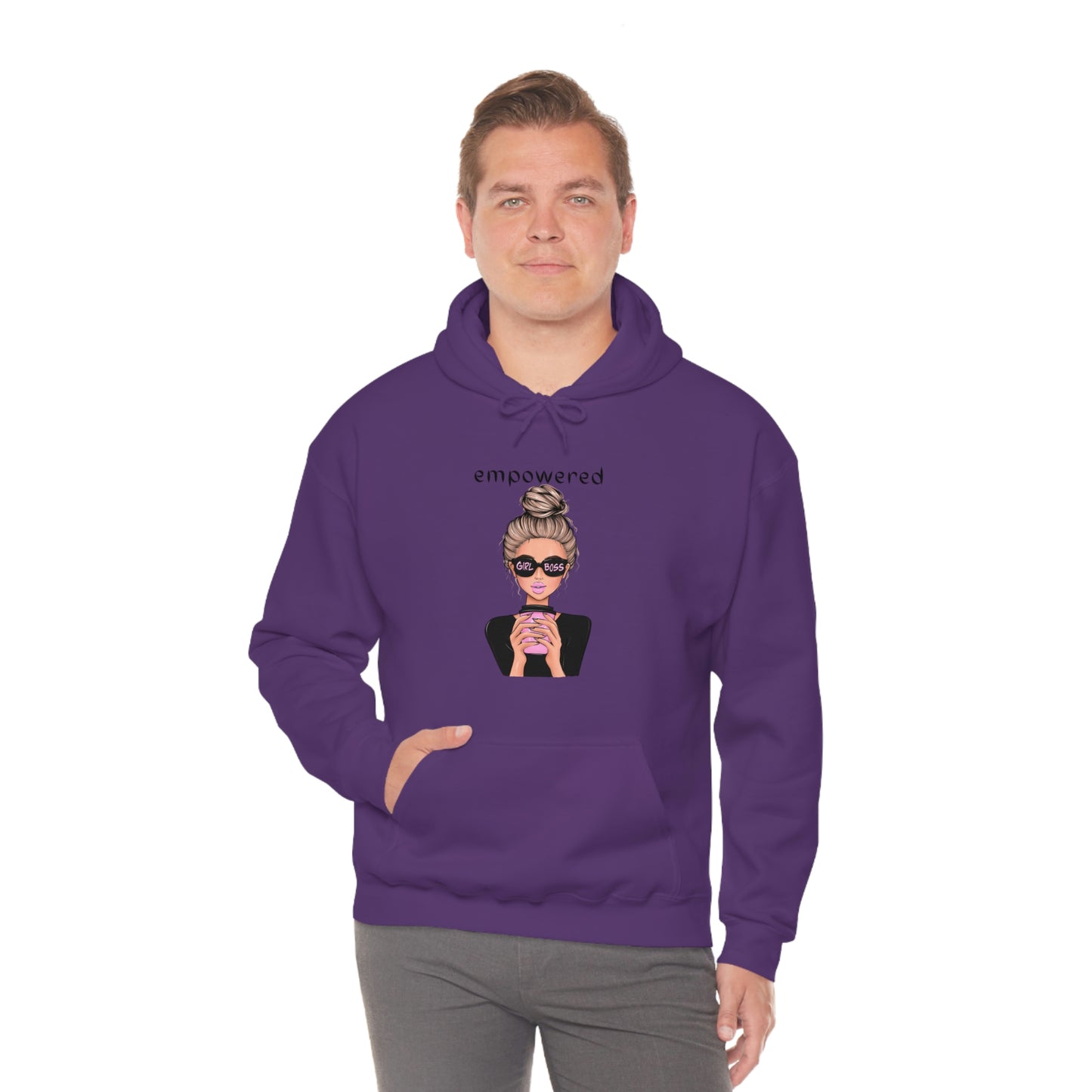 Empowered Girl (Caucasian with blond hair) Boss Hooded Sweatshirt