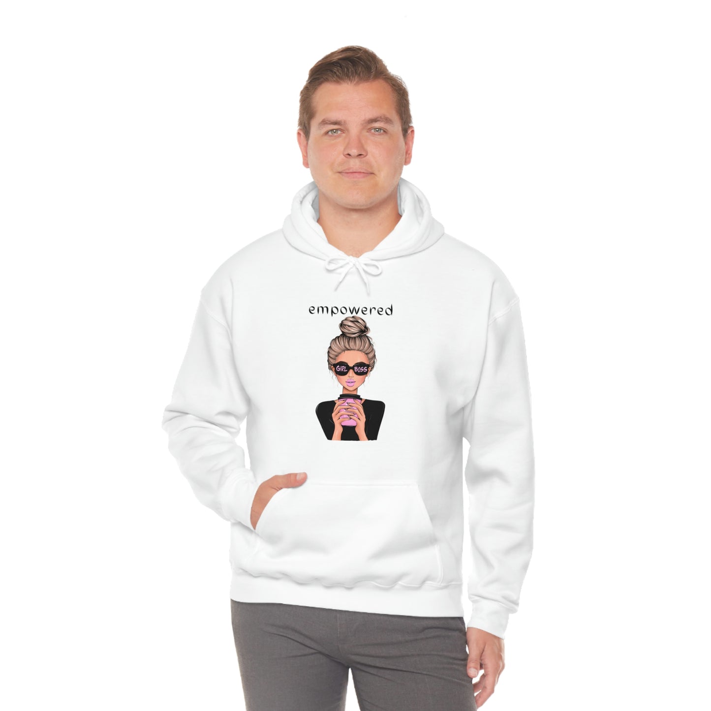 Empowered Girl (Caucasian with blond hair) Boss Hooded Sweatshirt