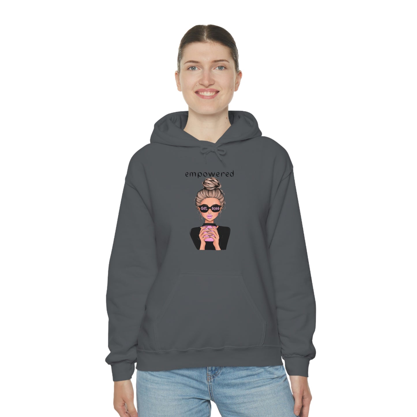 Empowered Girl (Caucasian with blond hair) Boss Hooded Sweatshirt