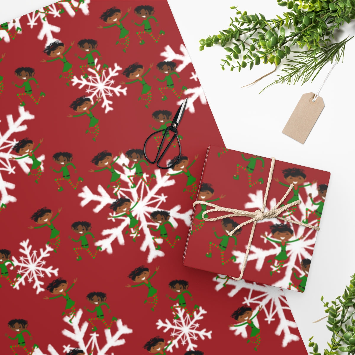 Elves and Snowflakes - Wrapping Paper