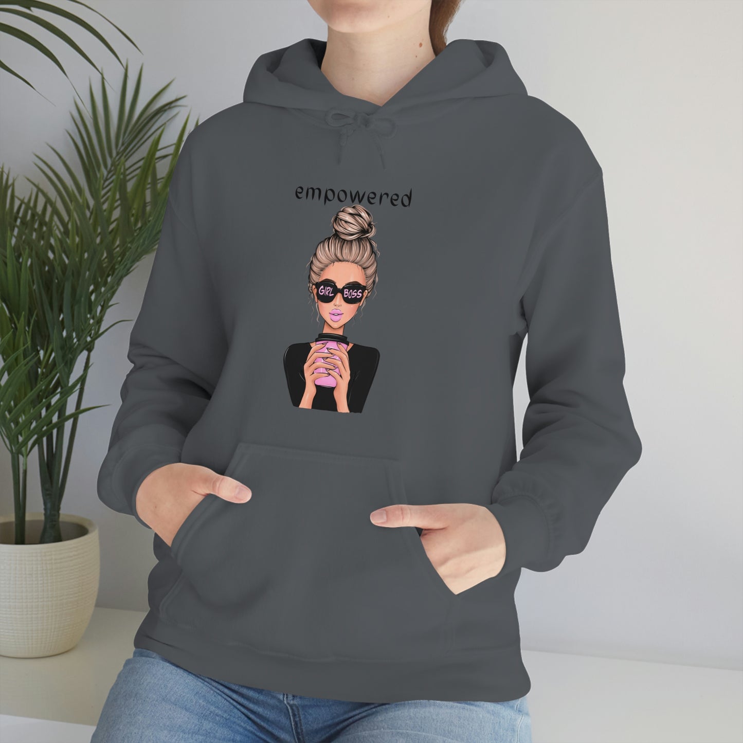 Empowered Girl (Caucasian with blond hair) Boss Hooded Sweatshirt