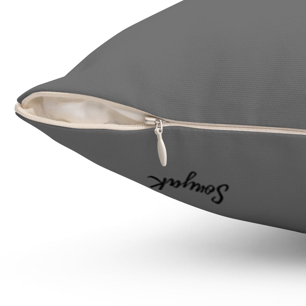 Gray Spun Polyester Square Pillow