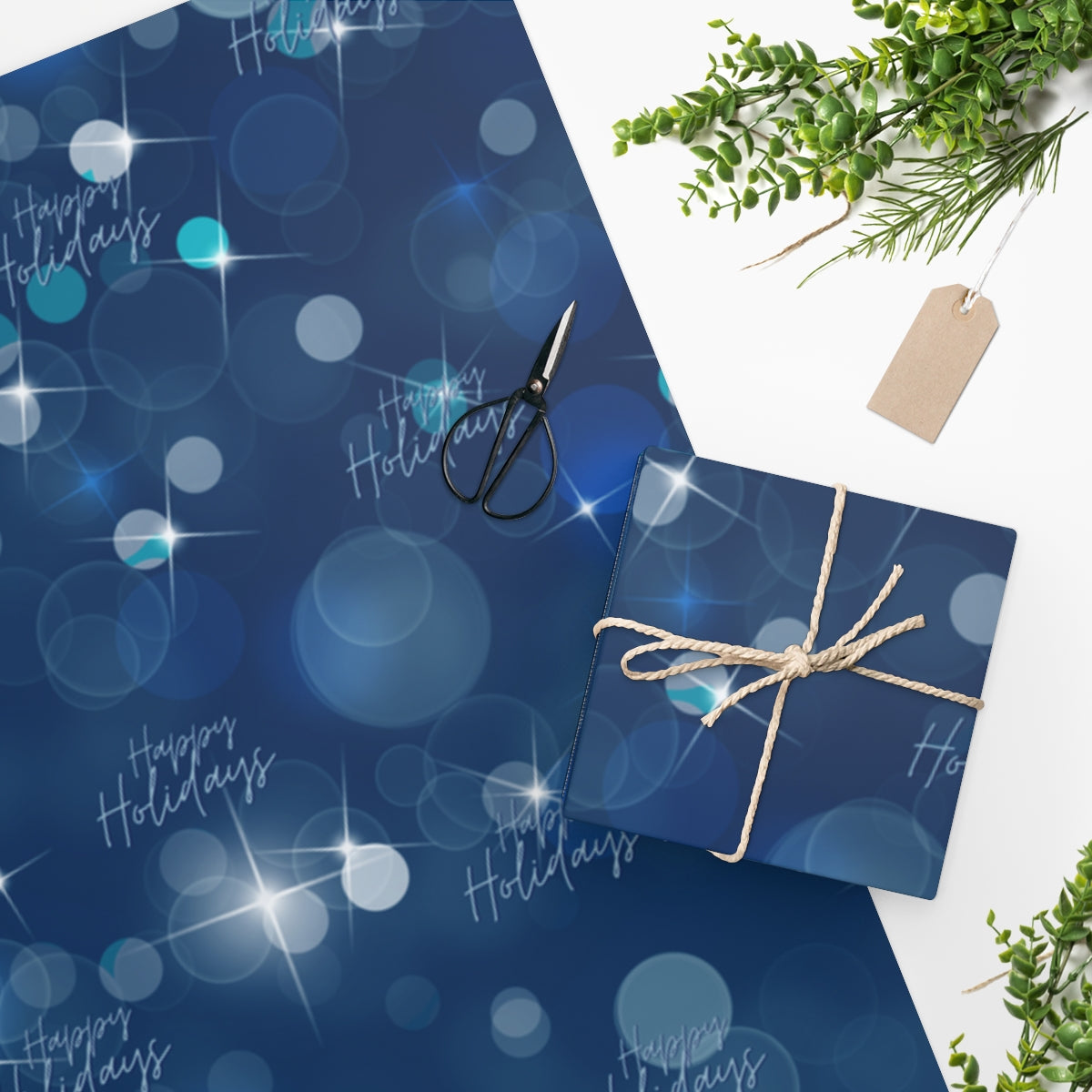 Blue Happy Holidays - Wrapping Paper