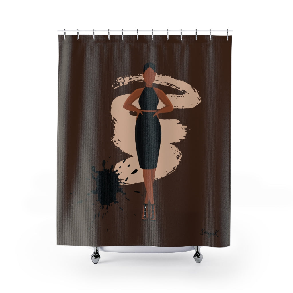 Lady In The Black Dress Shower Curtain
