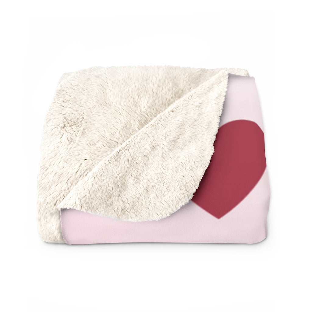 Pink Hearts and Coffee Sherpa Fleece Blanket