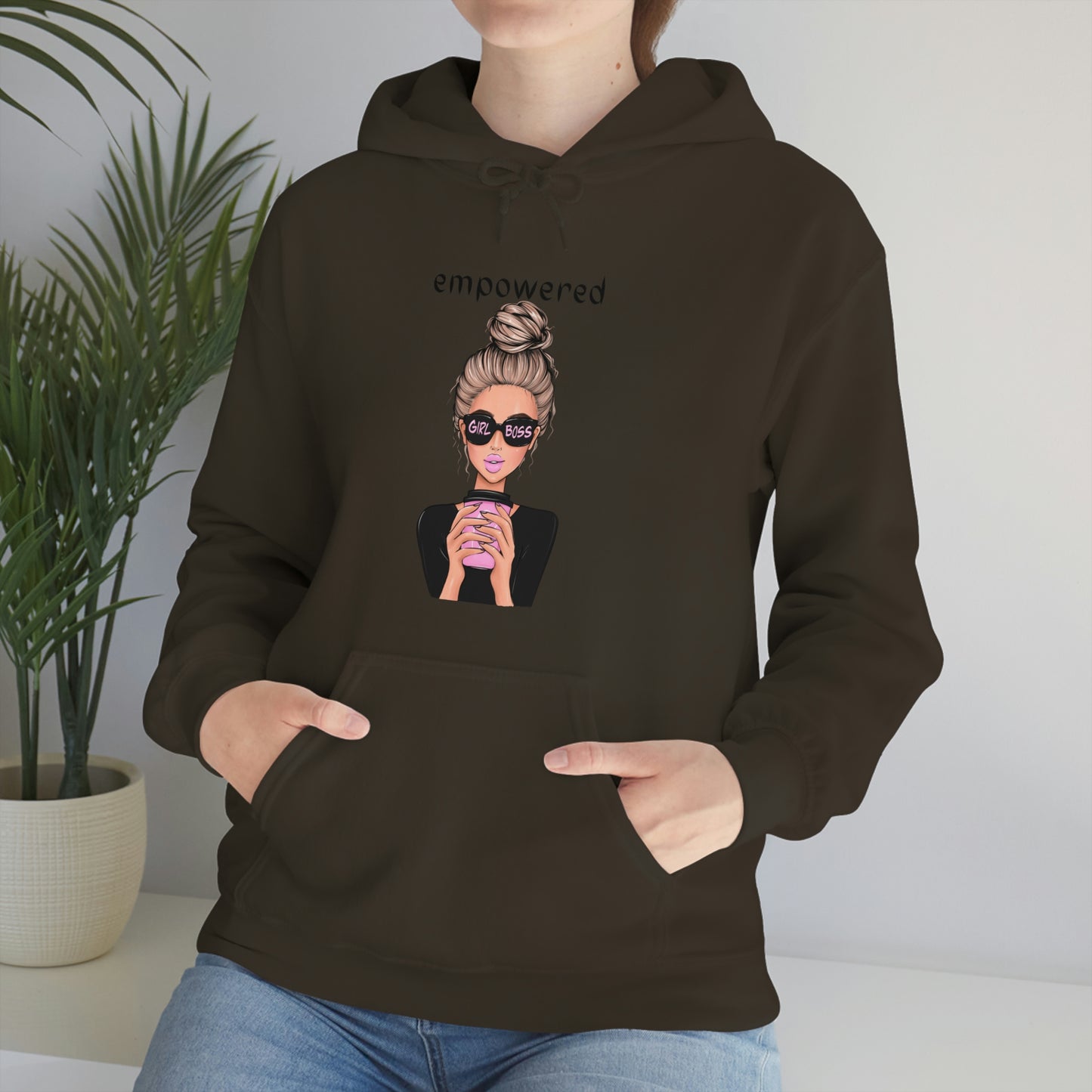 Empowered Girl (Caucasian with blond hair) Boss Hooded Sweatshirt