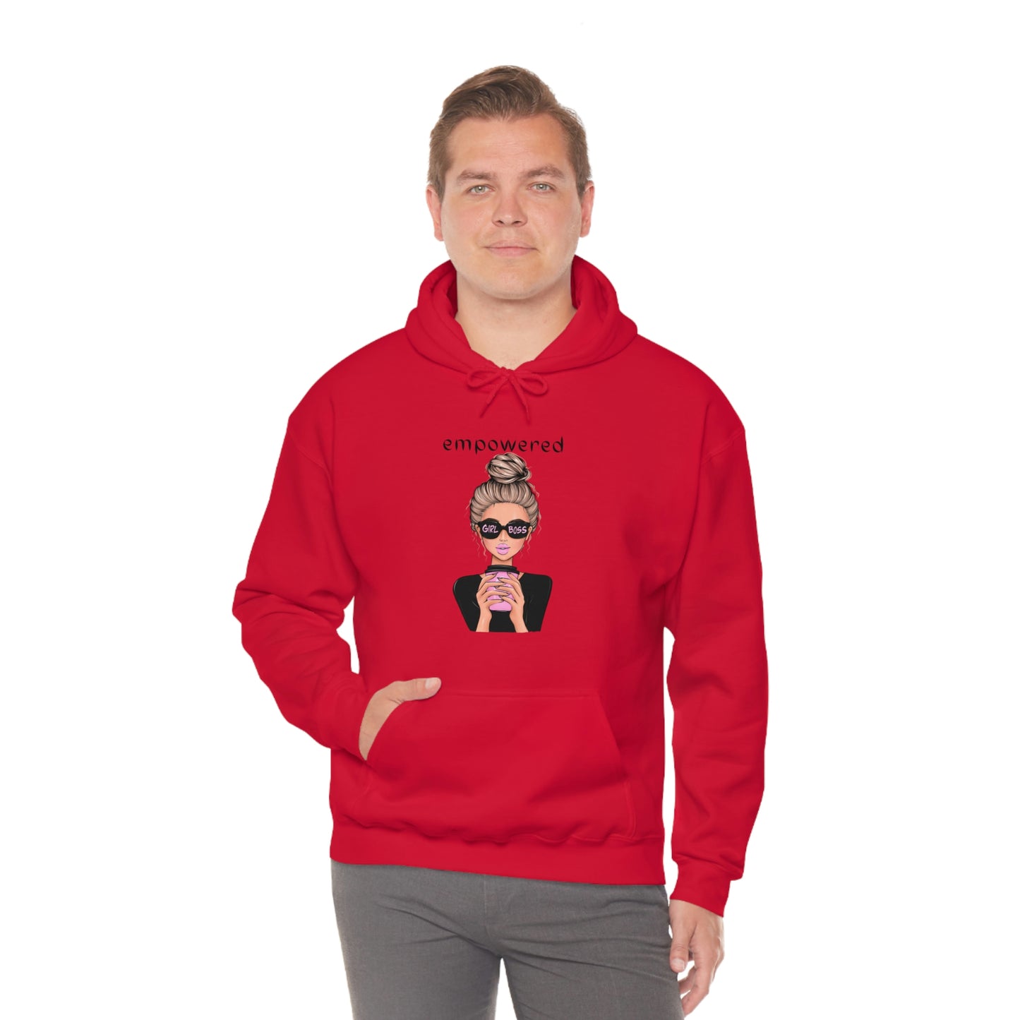 Empowered Girl (Caucasian with blond hair) Boss Hooded Sweatshirt
