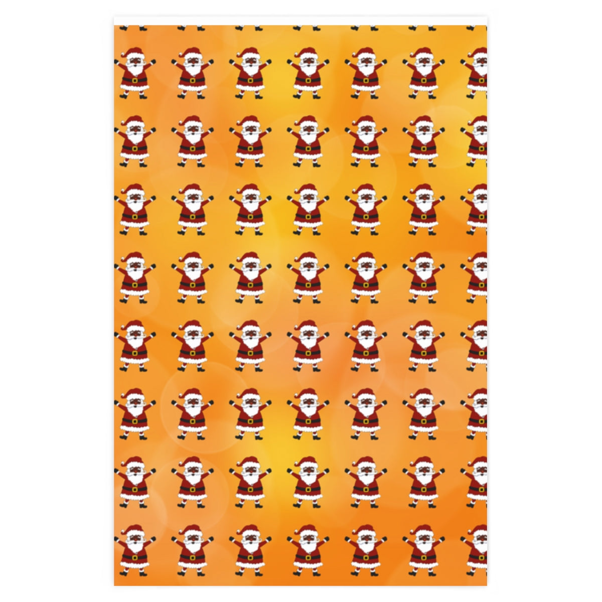 Black Santa Orange Background - Wrapping Paper