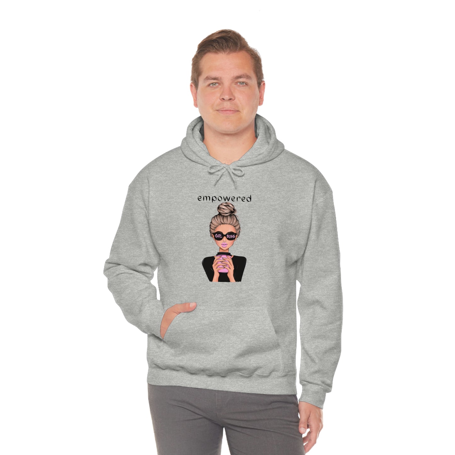 Empowered Girl (Caucasian with blond hair) Boss Hooded Sweatshirt