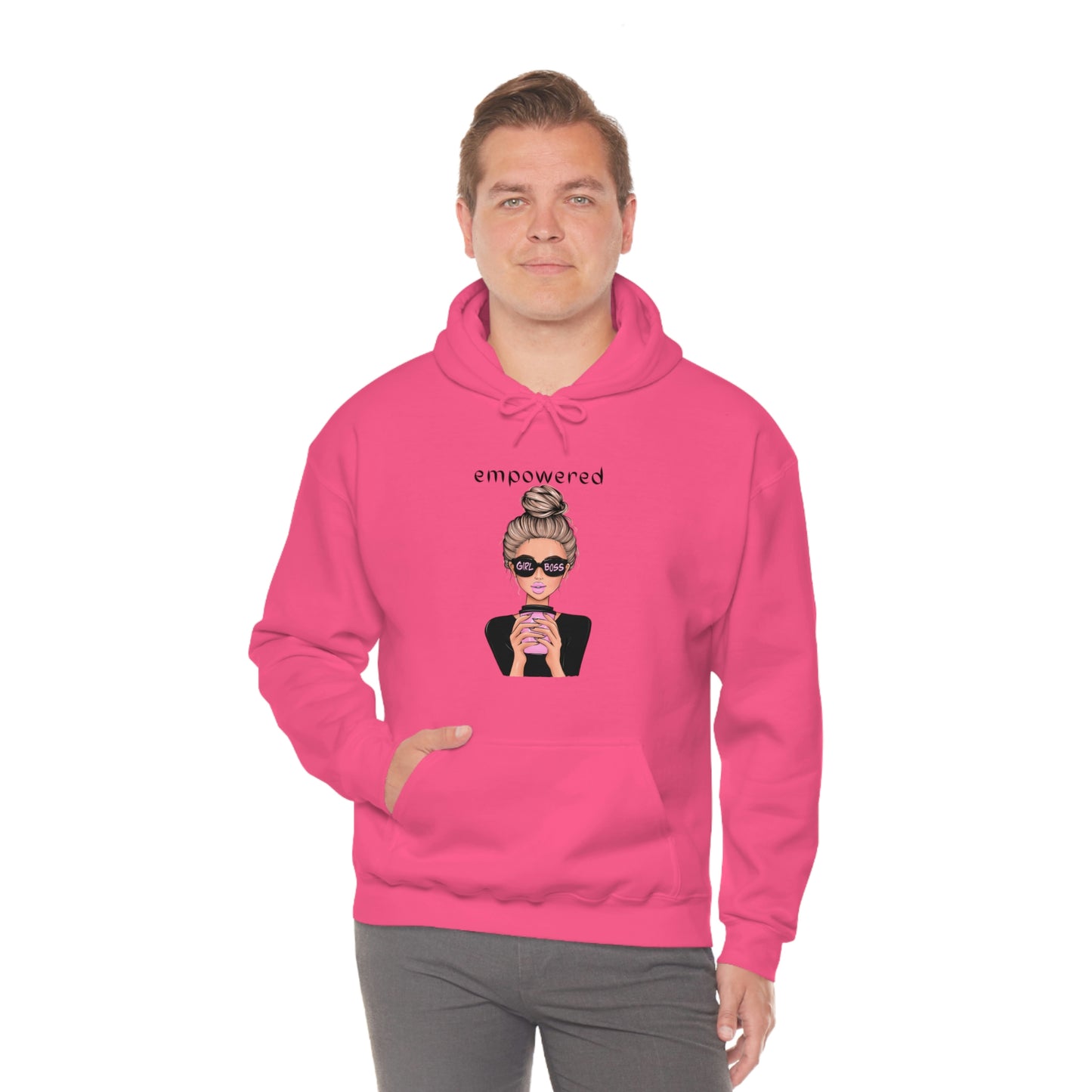 Empowered Girl (Caucasian with blond hair) Boss Hooded Sweatshirt