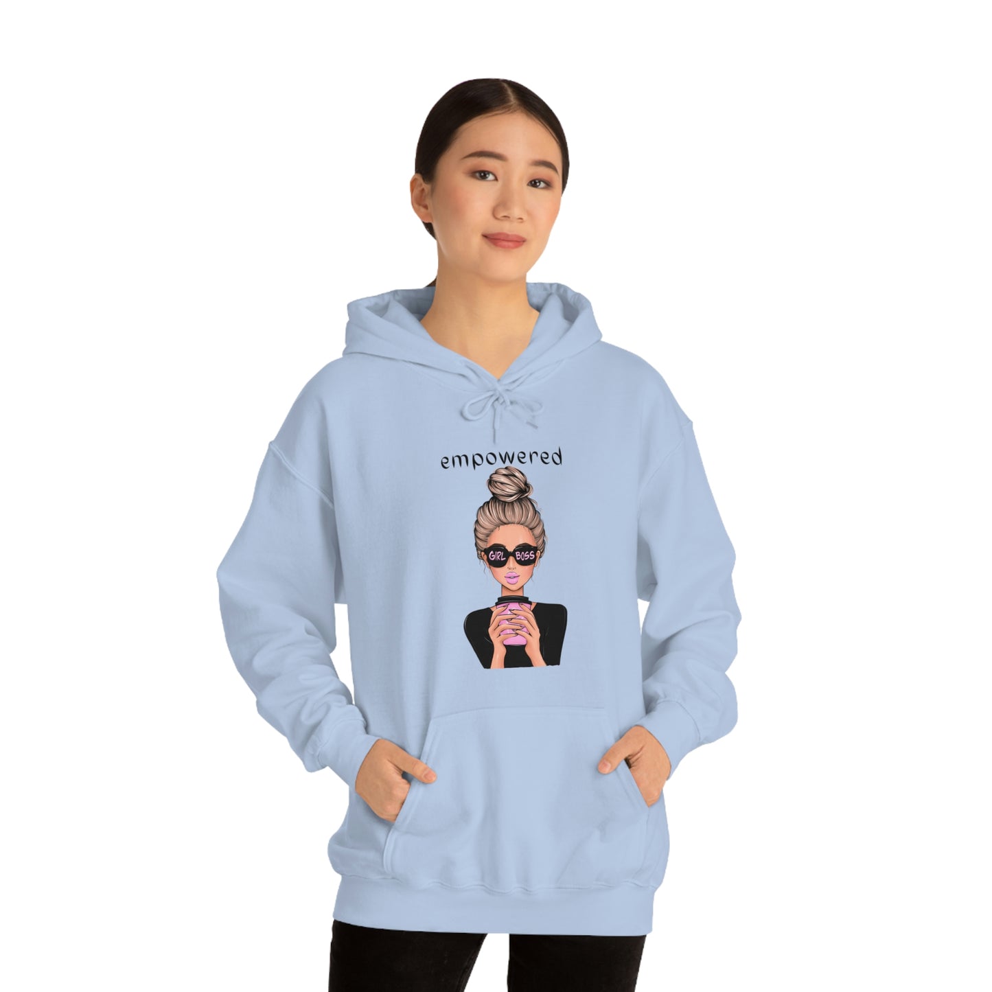 Empowered Girl (Caucasian with blond hair) Boss Hooded Sweatshirt