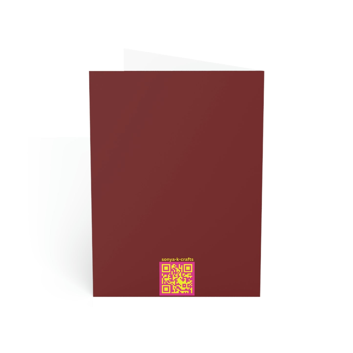 Red Heart, Burgundy Background, Black Happy Valentine's Day Folded Greeting Card