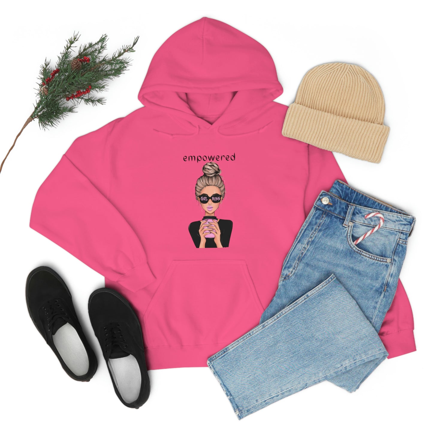 Empowered Girl (Caucasian with blond hair) Boss Hooded Sweatshirt