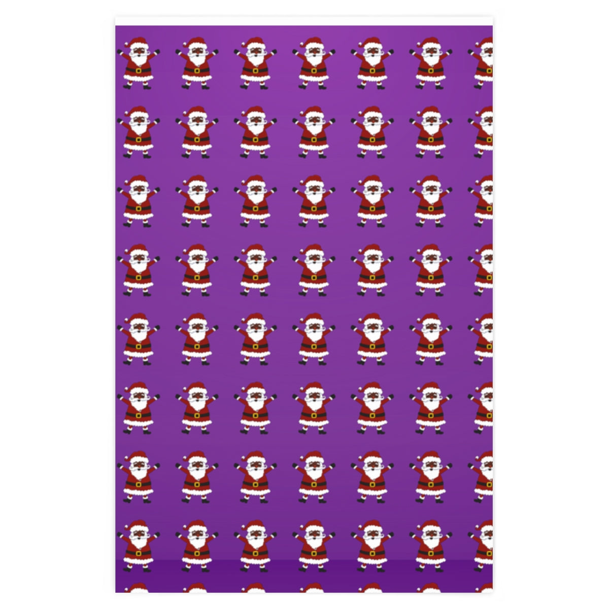 Black Santa Purple Background - Wrapping Paper