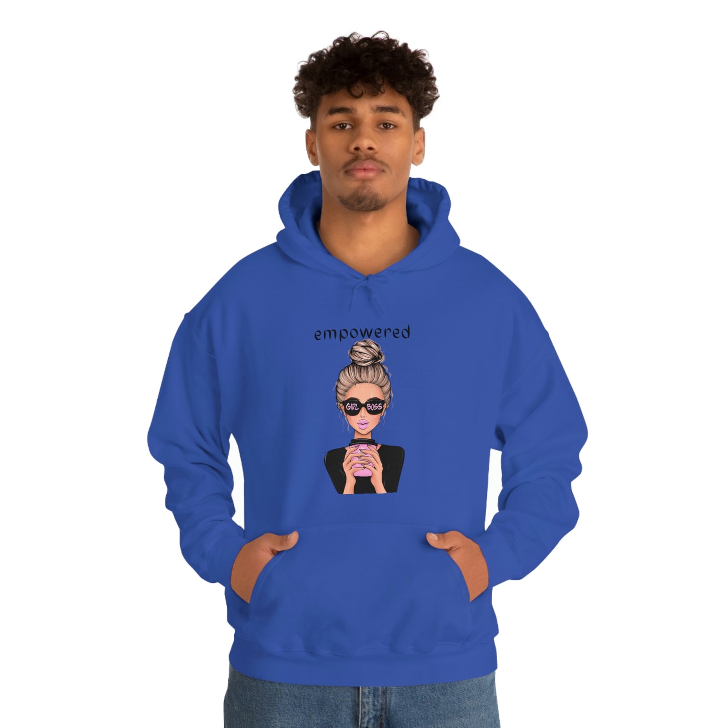 Empowered Girl (Caucasian with blond hair) Boss Hooded Sweatshirt