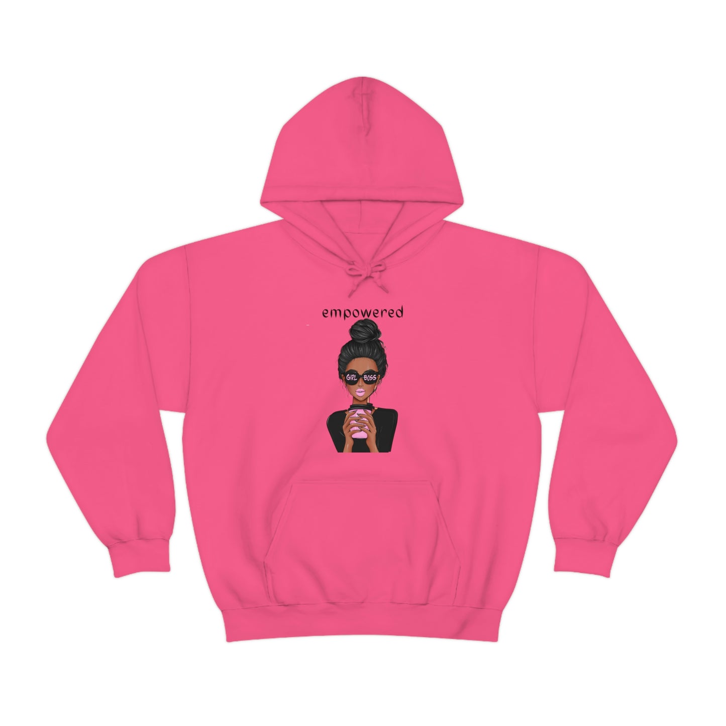 Empowered Girl (African American with black hair) Boss Hooded Sweatshirt
