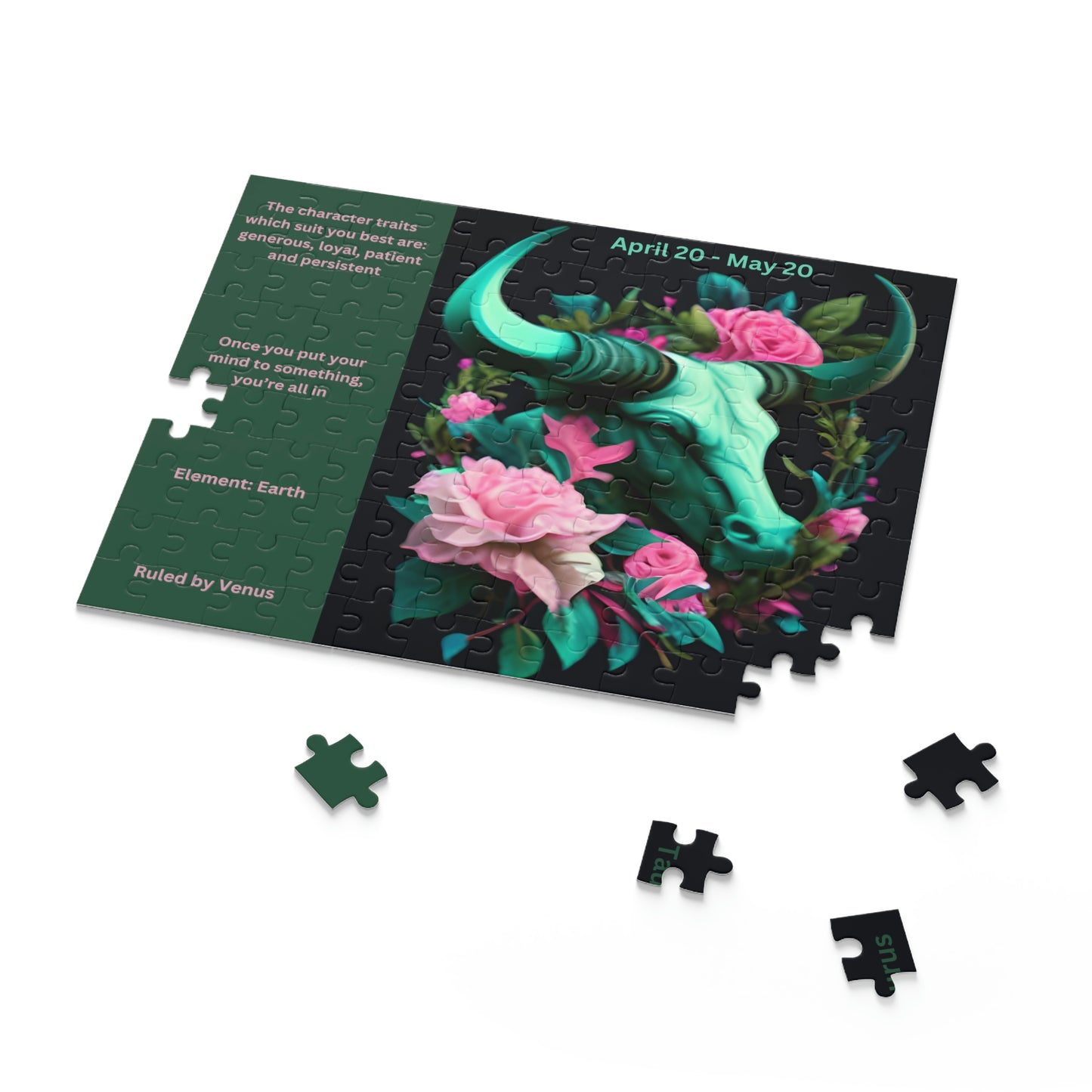 Taurus Blue, Pink, Green Bull Puzzle (120, 252, 500-Piece)