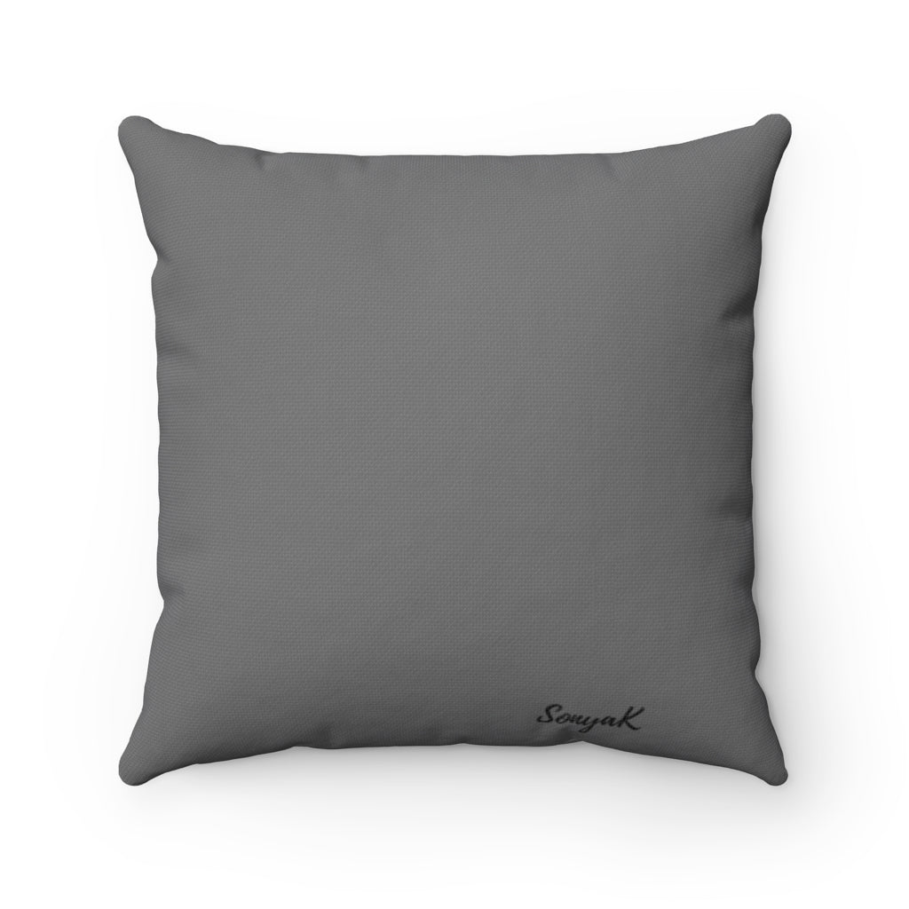 Gray Spun Polyester Square Pillow
