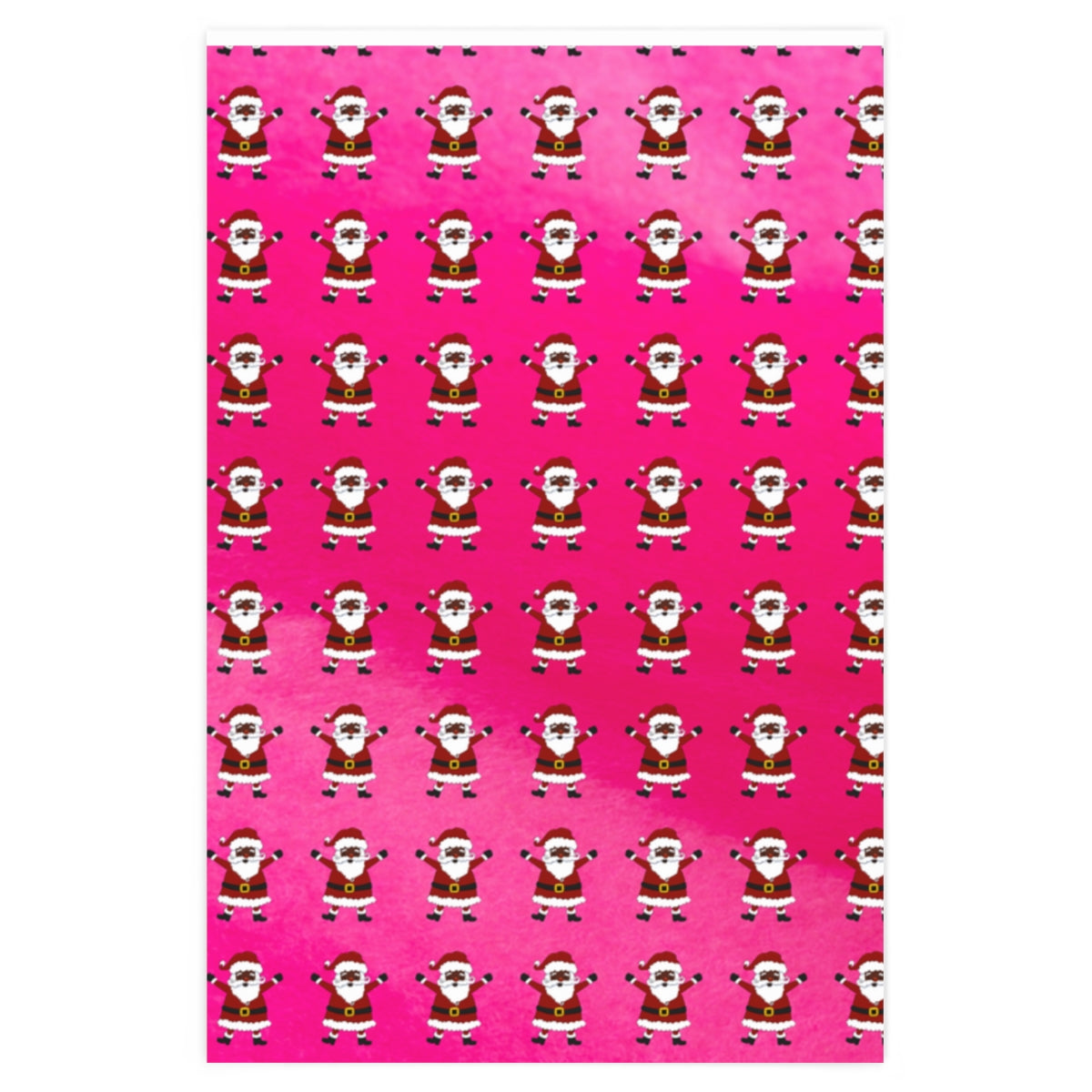 Black Santa Fuschia Background - Wrapping Paper