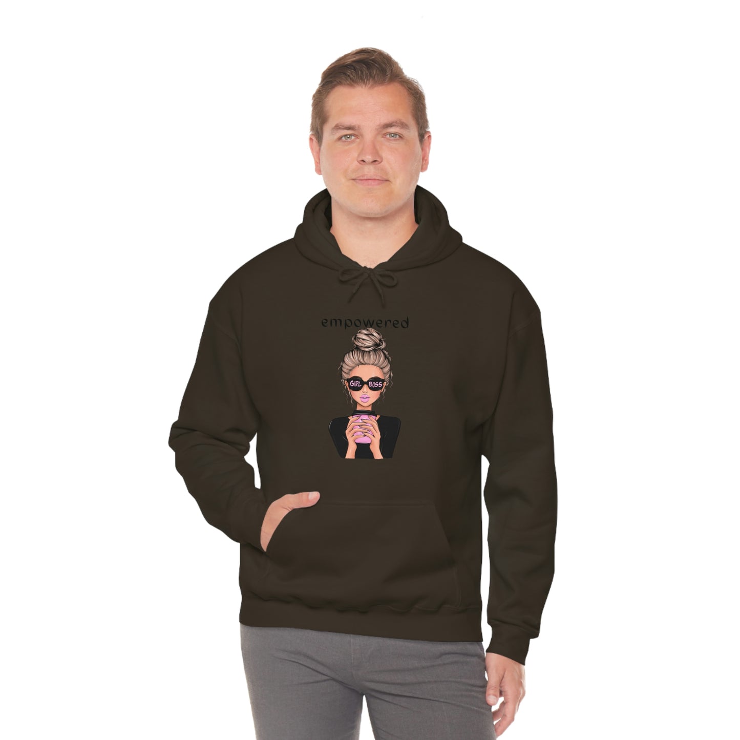 Empowered Girl (Caucasian with blond hair) Boss Hooded Sweatshirt