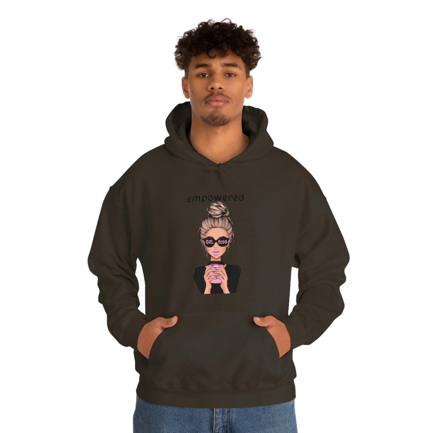 Empowered Girl (Caucasian with blond hair) Boss Hooded Sweatshirt