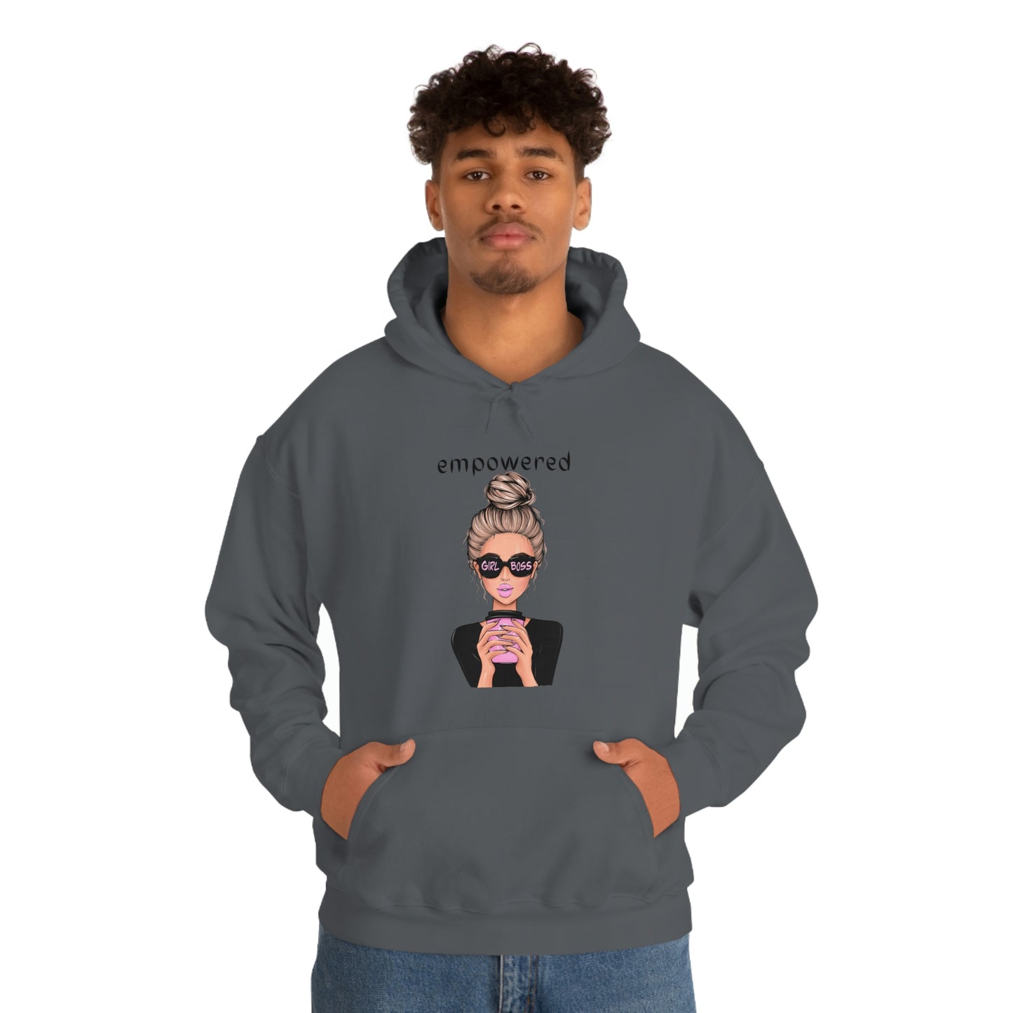 Empowered Girl (Caucasian with blond hair) Boss Hooded Sweatshirt