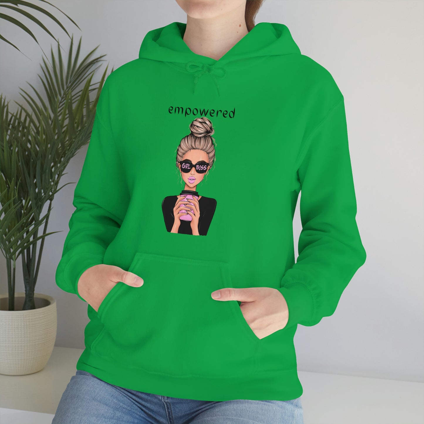 Empowered Girl (Caucasian with blond hair) Boss Hooded Sweatshirt